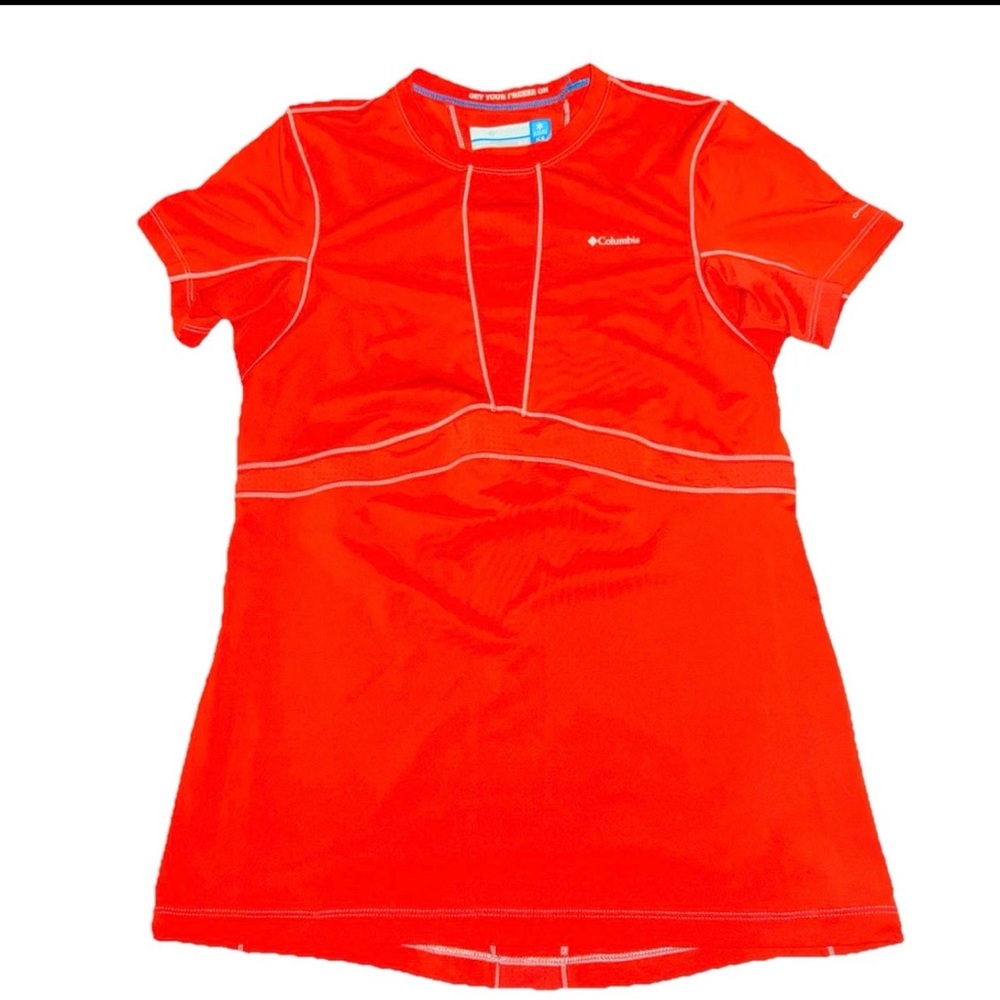 Women's Columbia Omni‎ Freeze Short Sleeve T-shirt Active Hiking sz MED Orange
